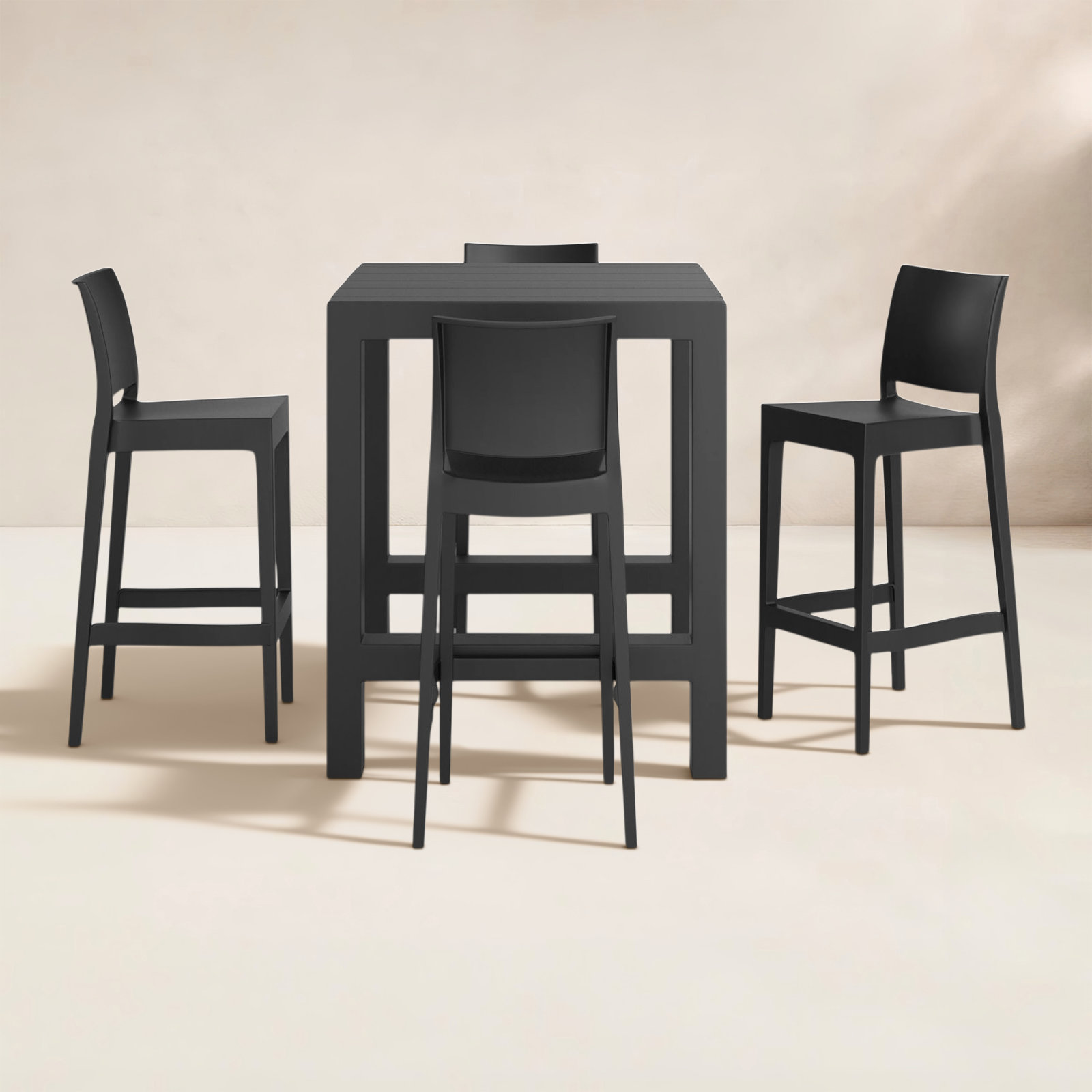 Farrah 39" Patio Dining Set, Black