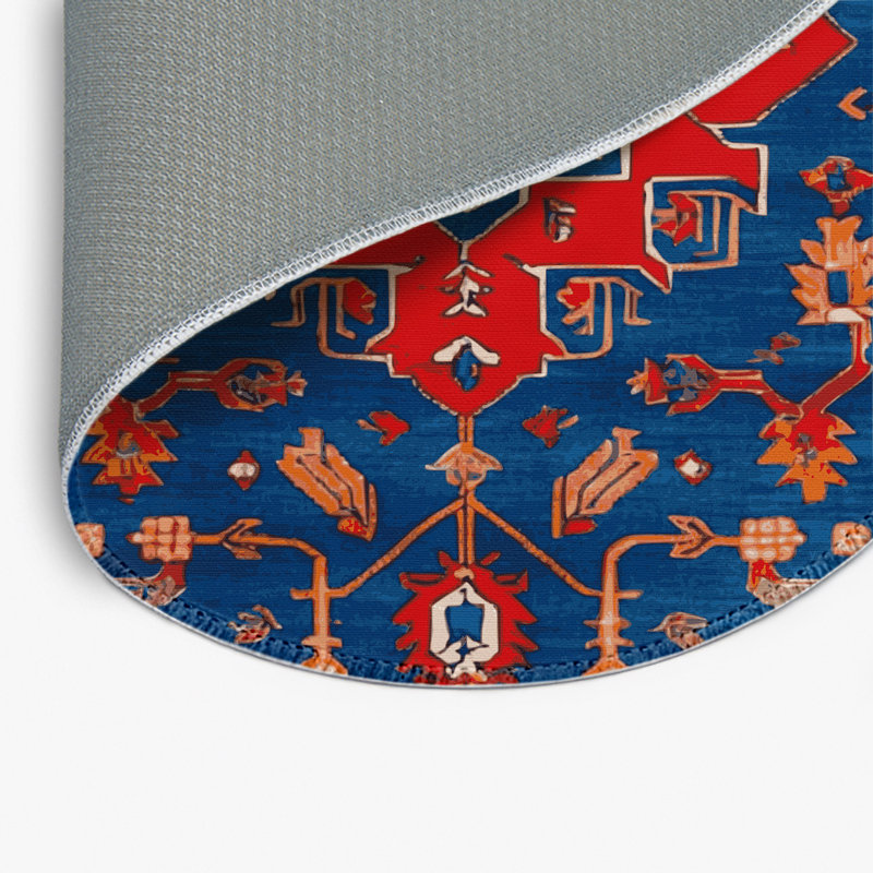 Tapis bleu intérieur et extérieur Tabriz, Rond 5 pi