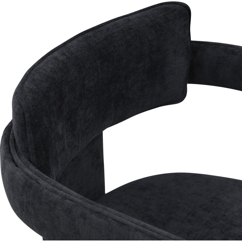 Chaise en chenille Exilda, Tissu chenille noir