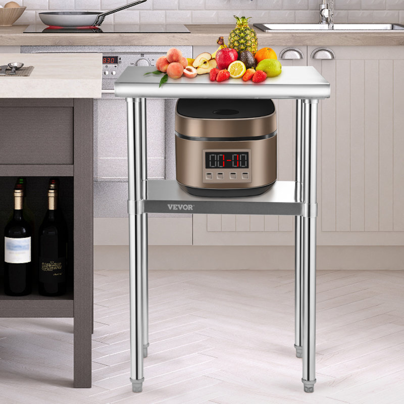 VEVOR 36" Stainless Steel Prep Table with Adjustable Undershelf