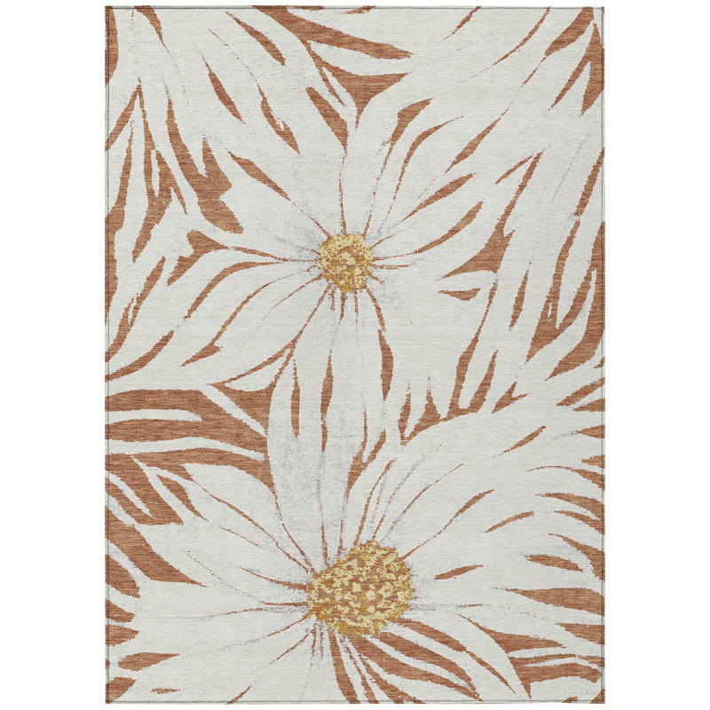 Machine Washable Indoor/Outdoor Oliveras ACN2263 Floral Rug, Rectangle 10' x 14'