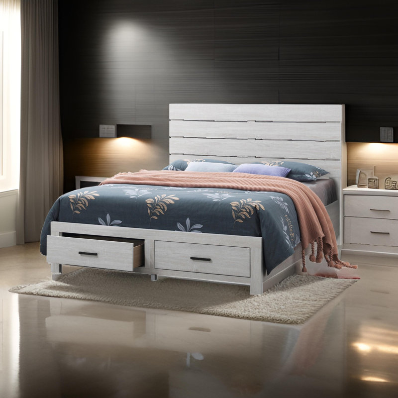 Lit avec rangement Leamon, Grand, Blanc