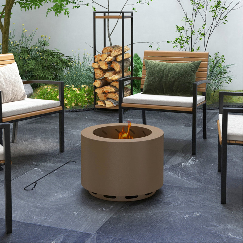 Foyer 19 po sans fumée, en acier inoxydable portable pour le camping, le patio, le pique-nique, la fumée basse, associé à la fosse de pique-nique en bronze, la cour, vient