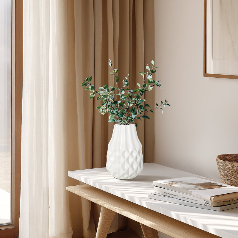 Vase en céramique blanche 7,5 po Facetta, 7.5 inch, Blanc