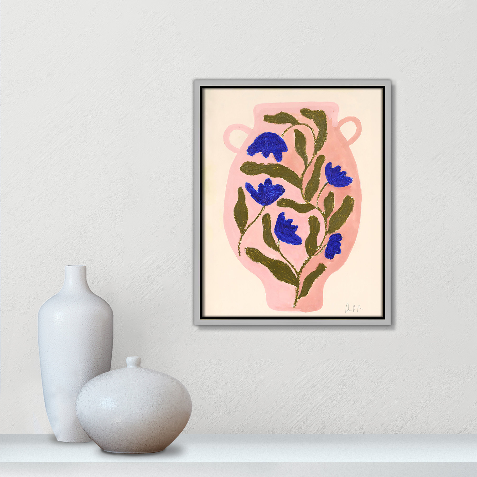 Vase No. 01 Print by Camilla Bergqvist, 15.5" H x 12.5" W, Silver