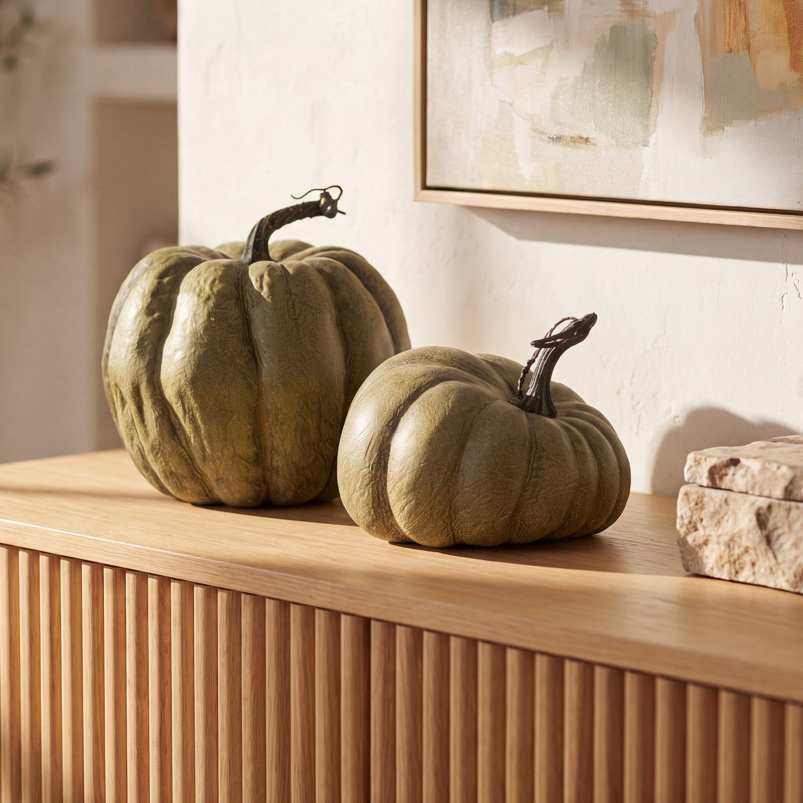 Soft Touch Weathered Pumpkin Holiday Accent, Green