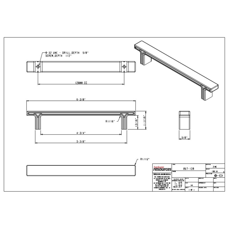Anwick Bar Pull, Polished Nickel, 9"