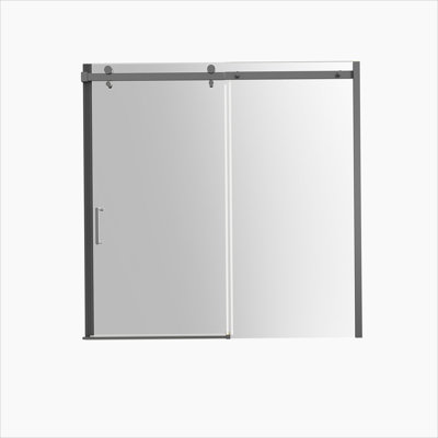 Porte de baignoire coulissante demi-cadre l 56 à 60 po x H 58 po en noir mat avec verre transparent de 5/16 po (8 mm)