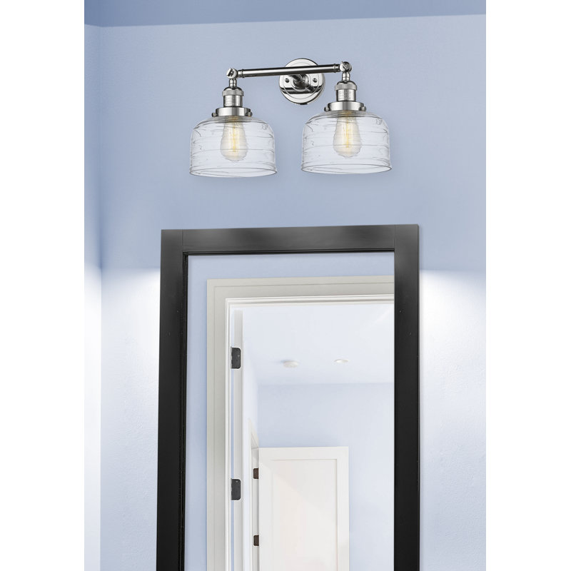 Bell - Luminaire de meuble-lavabo 19 po 2 lumières, Tourbillon déco transparent, Chrome poli, Ampoule à DEL rétro de 6 watts