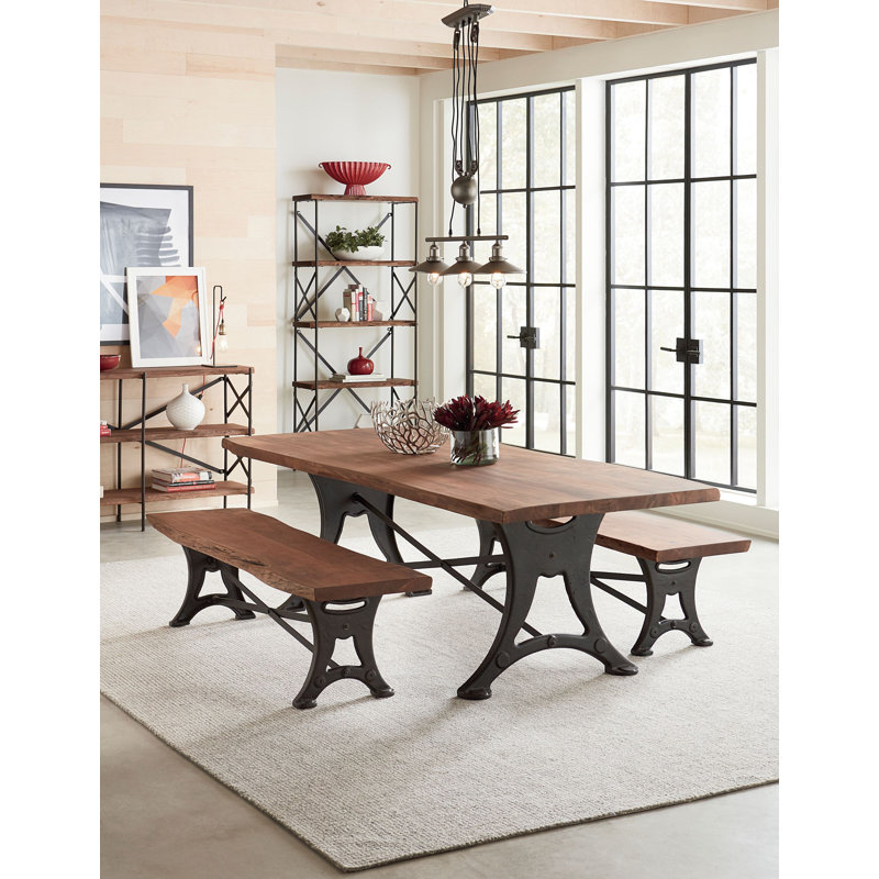 Organic Forge Solid Wood Dining Table, Natural Walnut, 36" H x 72" L x 36" W