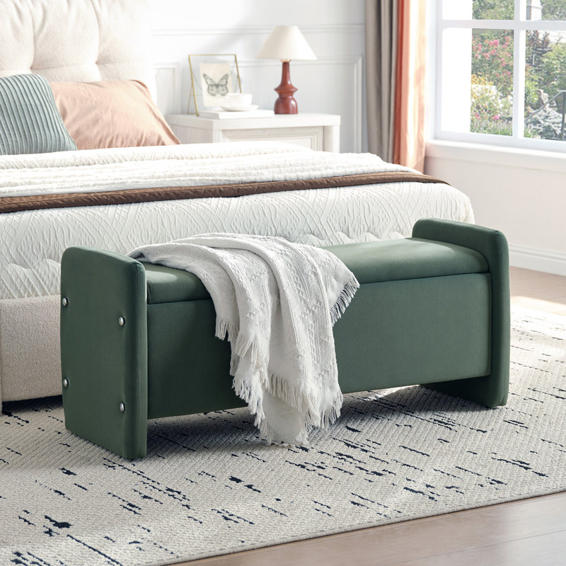 Banc de repose-pieds de 44 po avec rangement caché, tabouret de rangement pour le salon et la chambre à coucher Zeller, Vert