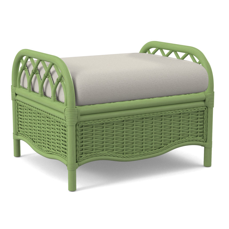 Everglade Ottoman, Honey, White Performance Fabric; 0851-94