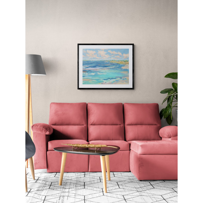 Afternoon On The Harbor Print, Black Floater Framed Canvas, No Mat, 24" H x 32" W