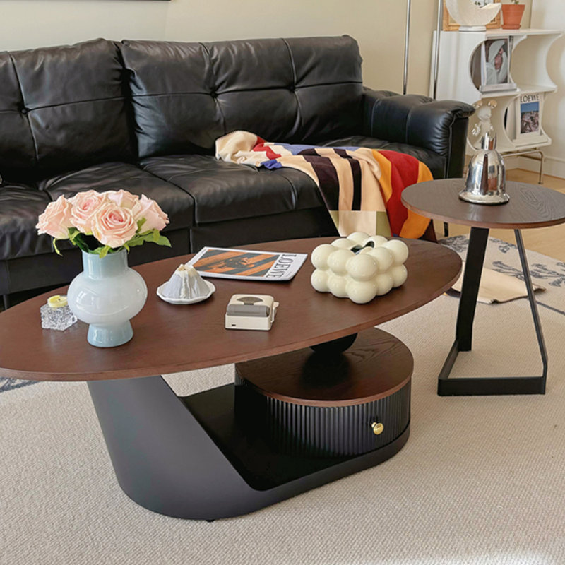 Table basse ovale en fer