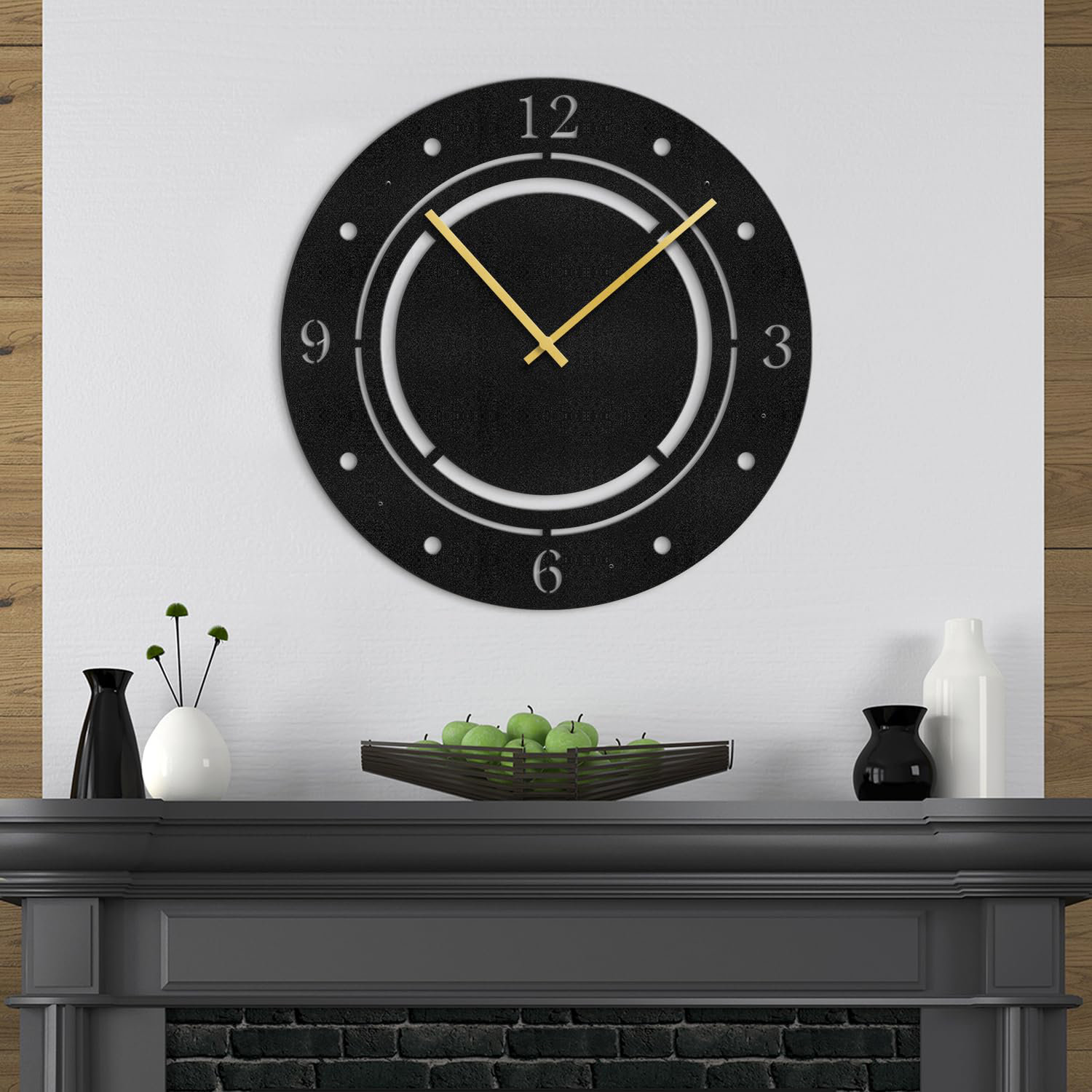 SIGNLEADER Metal Large Wall Clock Silent Dot Hour Markers Big Wall ...