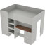 Lit mezzanine gris avec bureau, garde-robe et espace de rangement