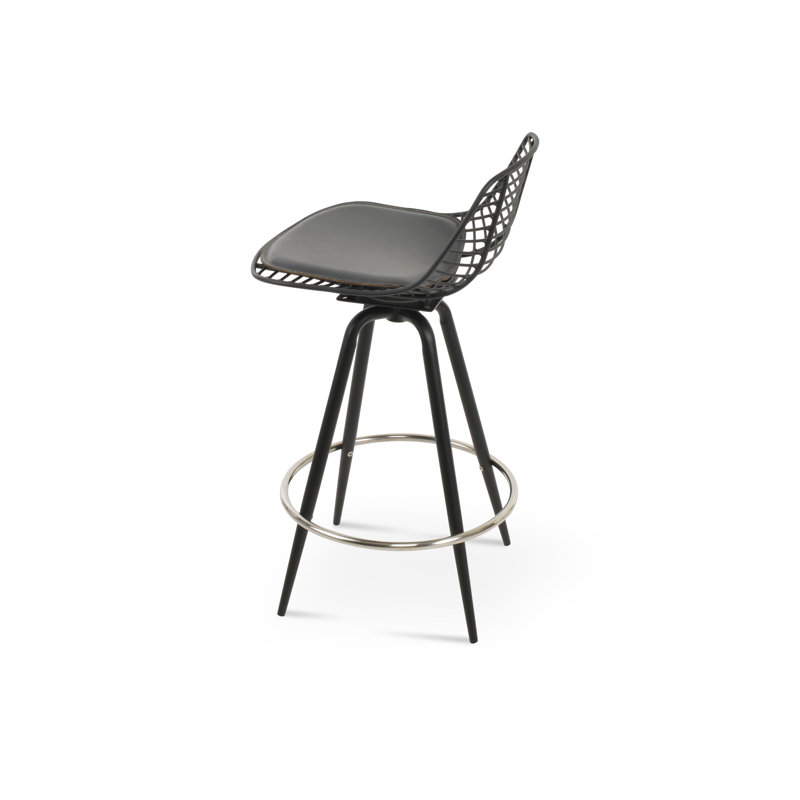 Tabourets pivotants Tiger Mini Max, Noir, Gris, Tabouret de comptoir (siège d’une hauteur de 24
