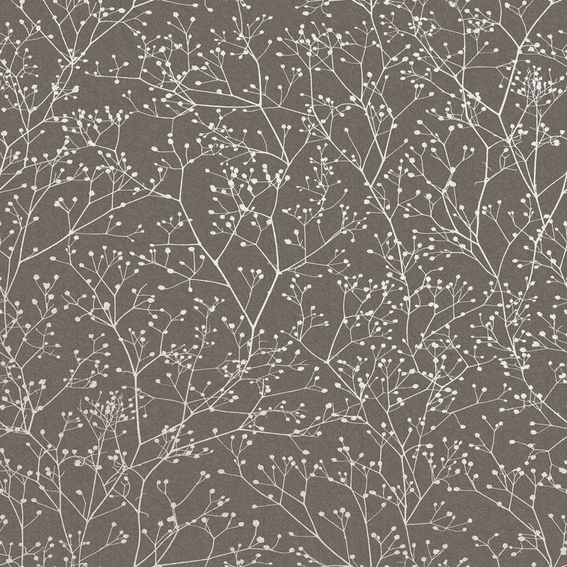 Floral Metallic Wallpaper Roll by Clarissa Hulse, Mocha/Silver