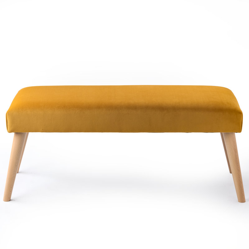 Sigourney Fabric Upholstered Bench, 40cm H x 150cm W x 40cm D, Papaya