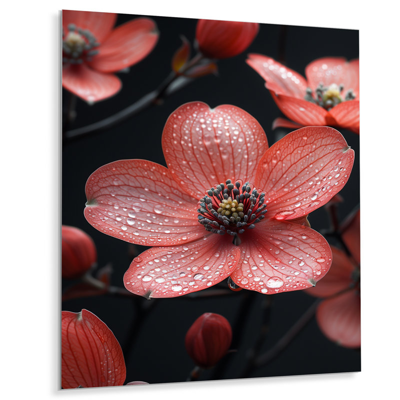 Reproduction d'art mural Dogwood II, Métal métal, H 40 po x l 30 po x P 1,5 po