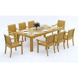 6 Seats 7 Pcs Grade-A Teak Wood Dining Set: 86" Canberra Rectangle Table And 6 Napa Stacking Arm Chairs #11NP1906