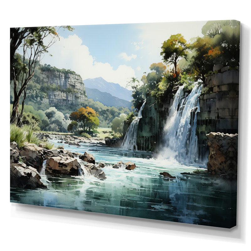 Cascade du Vietnam - Cascade d'argent I - reproduction sur toile, H 16 po x l 32 po x P 1 po, Toile tendue