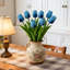 10 pièces de fleurs artificielles tulipes bleues, fleurs artificielles, cadeau de la fête des mères, Pâques, Saint-Valentin, décoration de table de mariage pour la maison-676023077