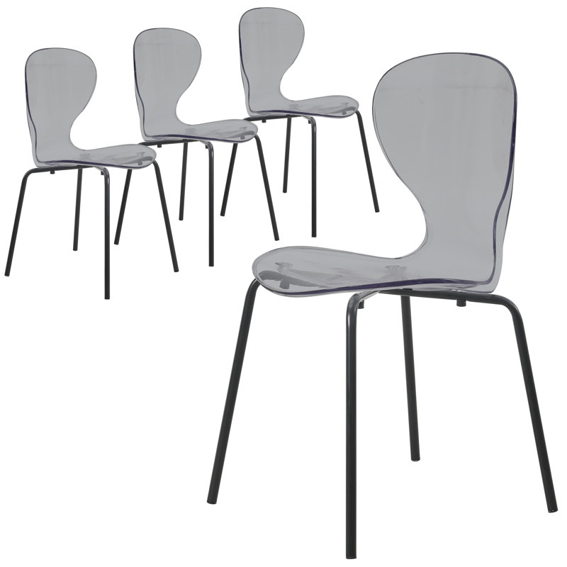 Ensemble de 4 tables de chevet transparentes Edenfield, Noir, noir, noir, noir