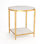 Circle/Square Side Table-Gold w/White Marble
