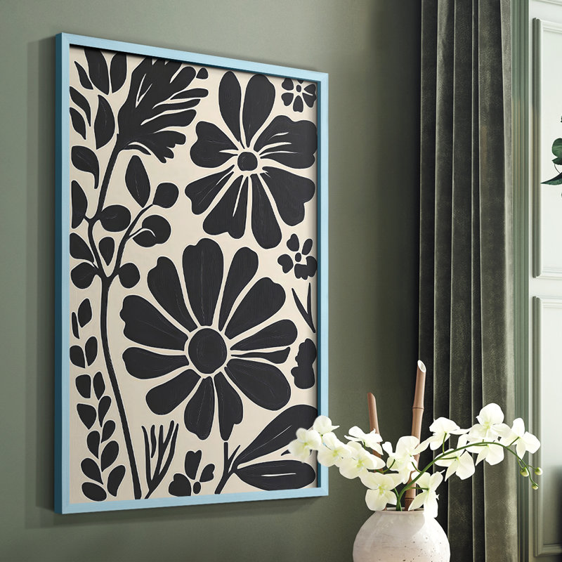 Impression florale encadrée Floral prêt à accrocher, fabriquée aux États-Unis, H 14 po x l 11 po, Bleu