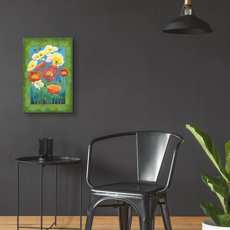«Bouquetn Border 1» par Carolee Vitaletti, art mural en verre acrylique, H 24 po x l 16 po x P 0,2 po