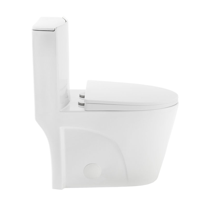 Toilette allongée encastrée droite à vortex droit blanc 1,28 GPF St. Tropez, Glossy White, Right-Hand