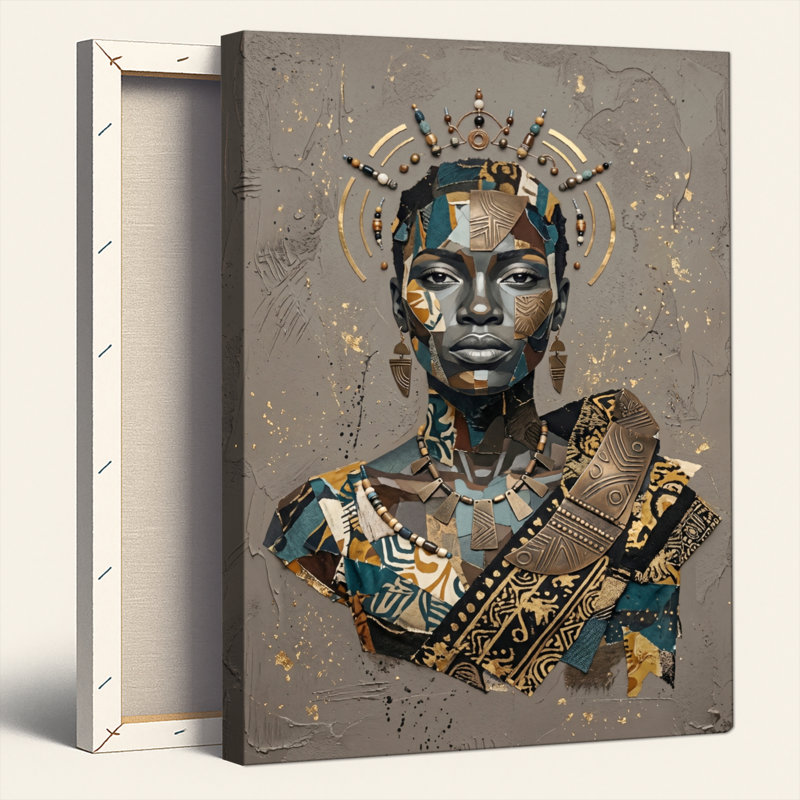 Art africain, art mural sur toile, ensemble de 1, Toile tendue, H 24 po x l 16 po