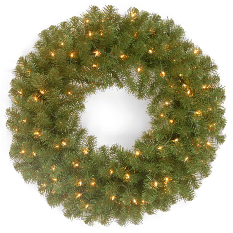 The Holiday Aisle® 24 in. North Valley Spruce Wreath with Dual Color LED Lights