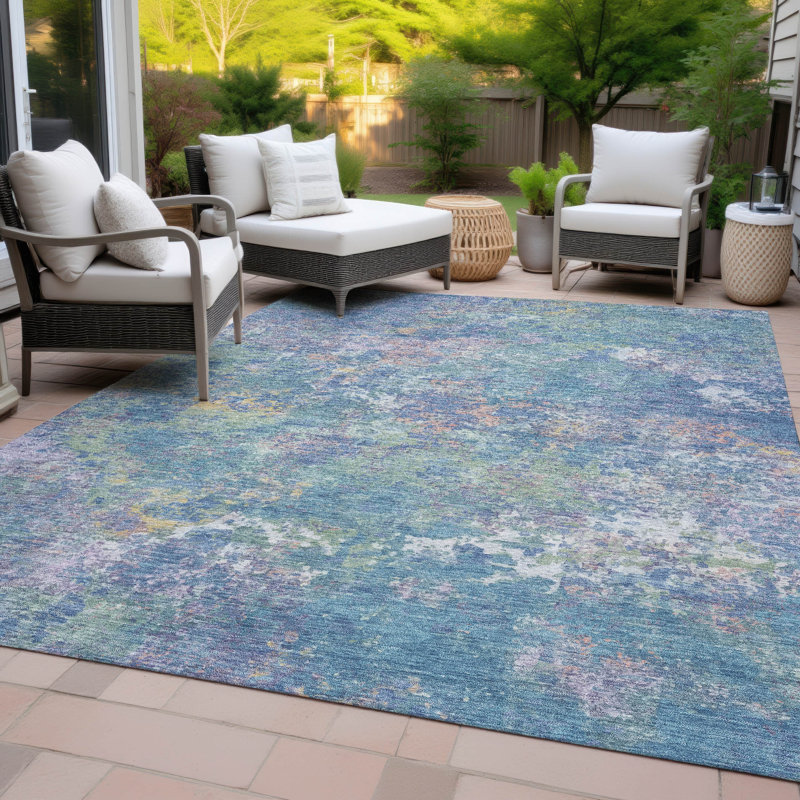 Machine Washable Indoor/Outdoor Labon ACN2166 Abstract Rug, Rectangle 10' x 14'