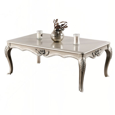 Traditional Style Rectangle Coffee Table Curved Shaped Legs Carved Design Solid Wood Structure Espresso / Black Finish