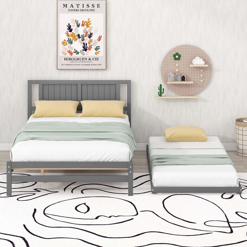 Slat Bed, Gray