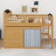 Loft Bed With Storage Wardrobe & Cabinet, Solid Wood Mid Century Modern Loft Bed With LED,Storage & Ladder, Guardrails-1645403146-1645403149