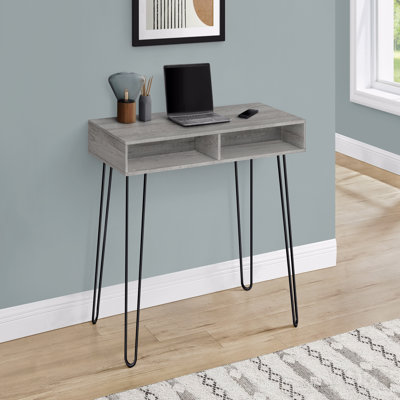 Computer Desk, Home Office, Laptop, Left, Right Set-Up, Storage Drawers, 40"L, Work, Grey Laminate, Black Metal, Contemporary, Modern