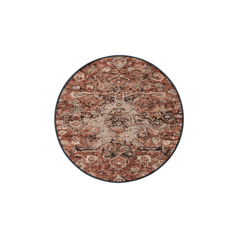 Tapis brun lavable à la machine, Rond 4 pi
