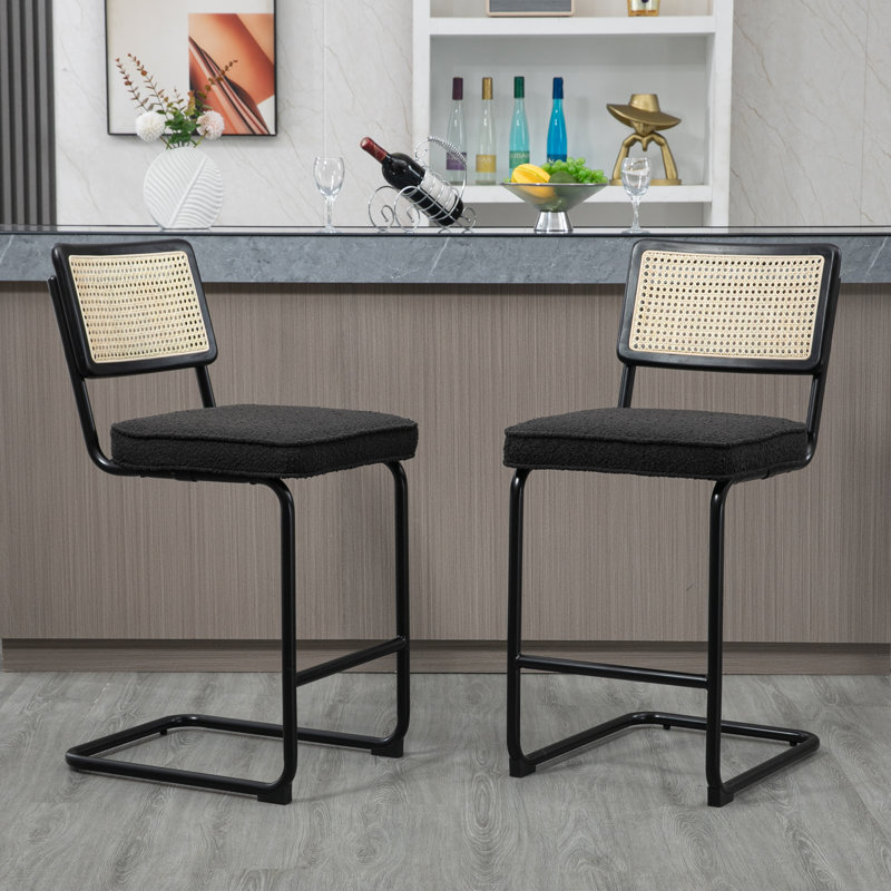 Tabouret de comptoir Avalyna, Tabouret de comptoir (siège d'une hauteur de 26 p, Noir, Noir