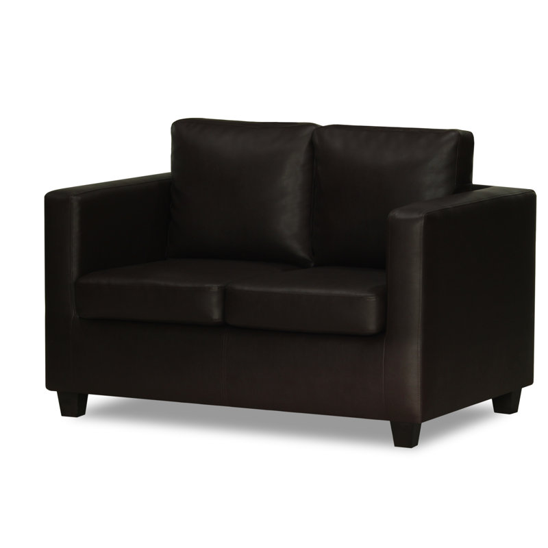 Mercersburg 2 Seater Faux Leather Loveseat, Brown