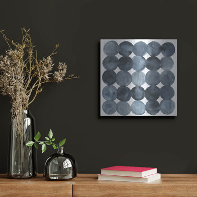 Luxe Metal Art 'Blue Grey Density 2' by Emma Scarvey Metal Wall Art