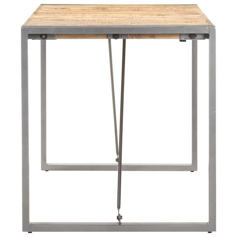 Dining Table Solid Mango Wood, 27.6" W x  55.1" L, Silver