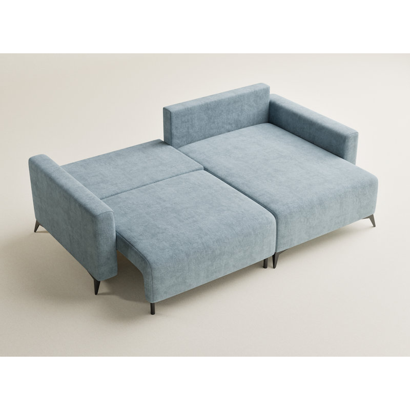 3 Seater Reclining Corner Sofa , Right Hand Facing, Chenille - Light Blue