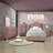 Pink Fabric Upholstered Nightstand With Two Storage Drawers, Wooden Bedroom Furniture