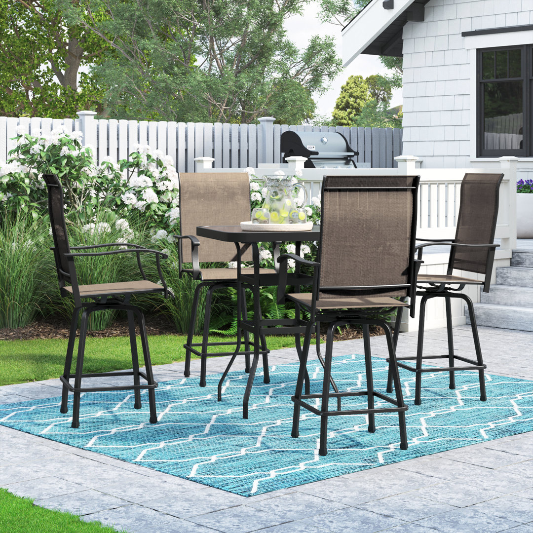 Allenna 4 - Person Metal Patio Dining Set with Square Table Lark Manor™