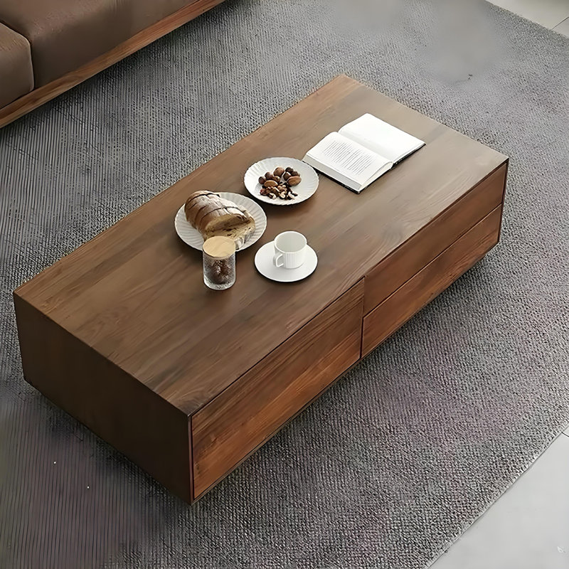 Table basse moderne simple en noyer noir