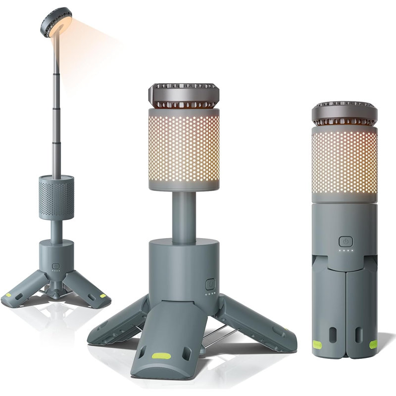 9.8'' Battery Powered Camping Lantern, Grey