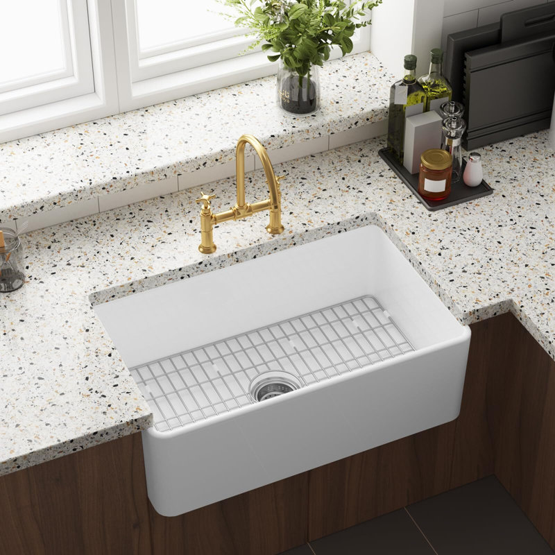Farmhouse Sink 30 Inch X18 Inch Fireclay Apron Front Single Bowl Kitchen Sink